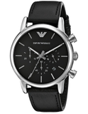 Emporio Armani AR1733 Classic Chronograph Men's Watch – Black Dial & Black Leather Strap