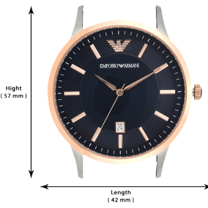 Emporio Armani Renato Analog Blue Dial Black Leather Strap Watch For Men - AR2506