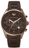 Emporio Armani AR5891 Sportivo Chronograph Men's Watch – Brown Dial & Brown Silicone Strap