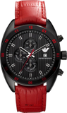 Emporio Armani AR5918 Sportivo Chronograph Men's Watch – Black Dial & Red Leather Strap