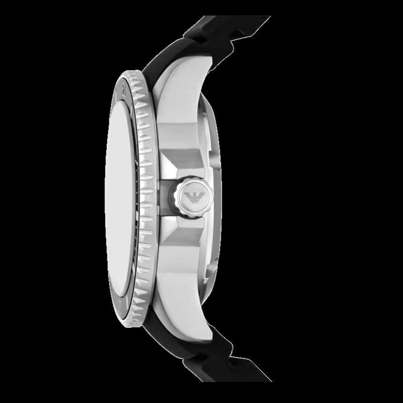 Emporio Armani Sea Explorer Automatic Black Dial Black Silicone Strap Watch For Men - AR60078