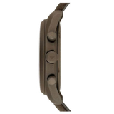 Emporio Armani Sportivo Chronograph Silver Dial Brown Leather Strap Watch For Men - AR6076