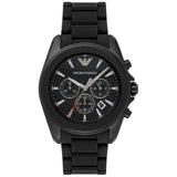 Emporio Armani Sportivo Chronograph Black Dial Black Silicone Strap Watch For Men - AR6092