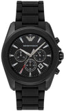 Emporio Armani AR6092 Sportivo Chronograph Men's Watch – Black Dial & Black Silicone Strap