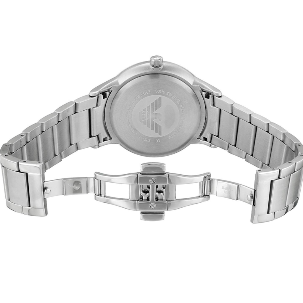 Emporio Armani Luigi Quartz Black Dial Silver Steel Strap Watch For Men - AR2499