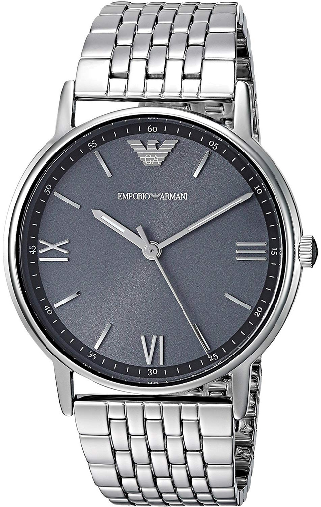 Emporio Armani Kappa Quartz Grey Dial Silver Mesh Bracelet Watch For Men - AR11068