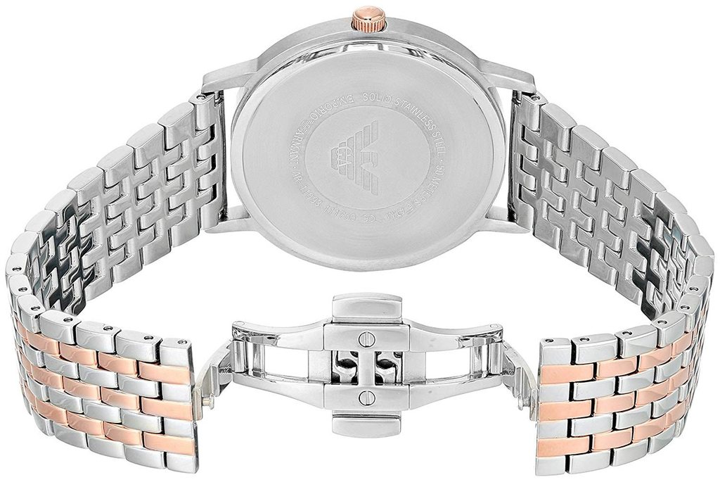 Emporio Armani Kappa Quartz Silver Dial Two Tone Mesh Bracelet Watch For Men - AR11093
