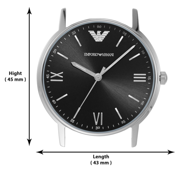 Emporio Armani Kappa Analog Quartz Black Dial Black Leather Strap Watch For Men - AR11013