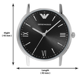 Emporio Armani Kappa Analog Quartz Black Dial Black Leather Strap Watch For Men - AR11013