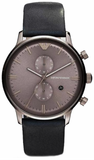 Emporio Armani AR0388 Classic Quartz Men's Watch – Grey Dial & Grey Leather Strap