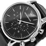 Emporio Armani Luigi Chronograph Black Dial Black Leather Watch For Men - AR1828