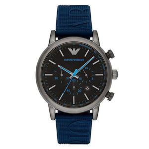 Emporio Armani  Luigi Chronograph Black Dial Blue Rubber Strap Watch For Men - AR11023