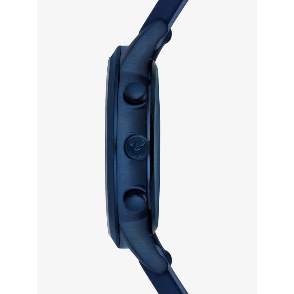 Emporio Armani Renato Chronograph Silver Dial Blue Silicone Strap Watch For Men - AR11026