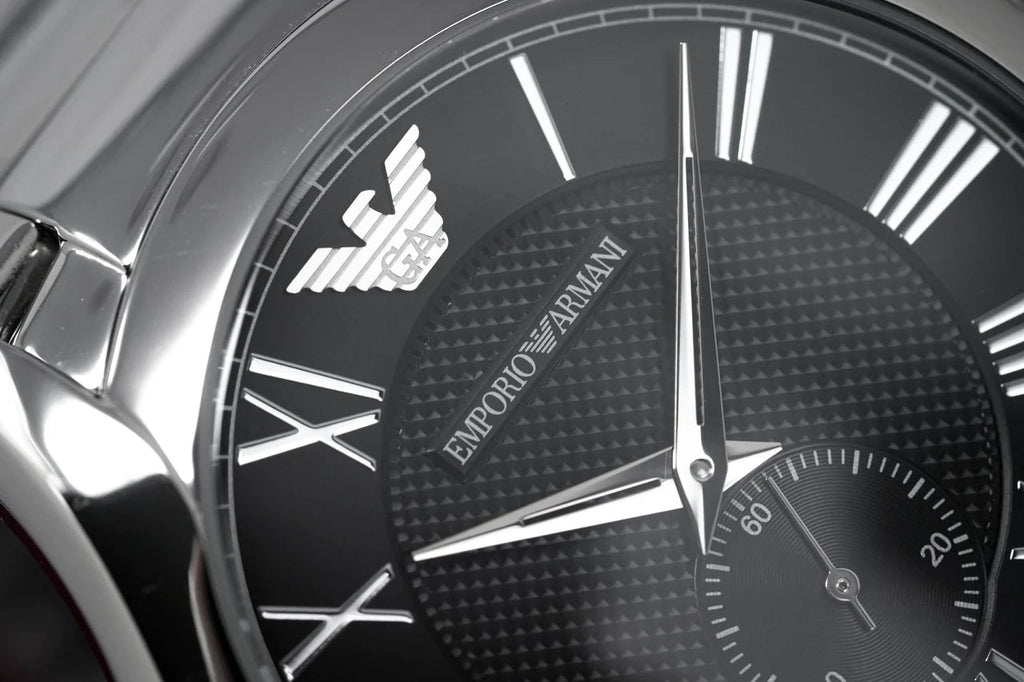 Emporio Armani Valente Quartz Black Dial Silver Steel Strap Watch For Men - AR11086