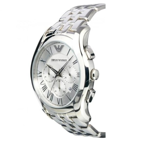 Emporio Armani Velente Chronograph Quartz Silver Dial Silver Steel Strap Watch For Men - AR1702