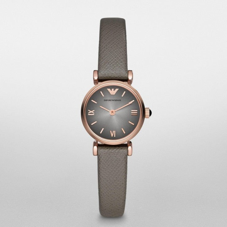 Emporio Armani Gianni T Bar Quartz Gray Dial Gray Leather Strap Watch For Women - AR1727