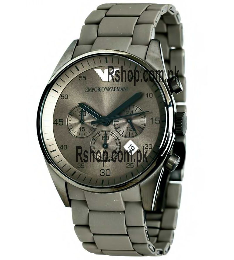 Emporio Armani Sportivo Chronograph Brown Dial Brown Steel Strap Watch For Men - AR5950