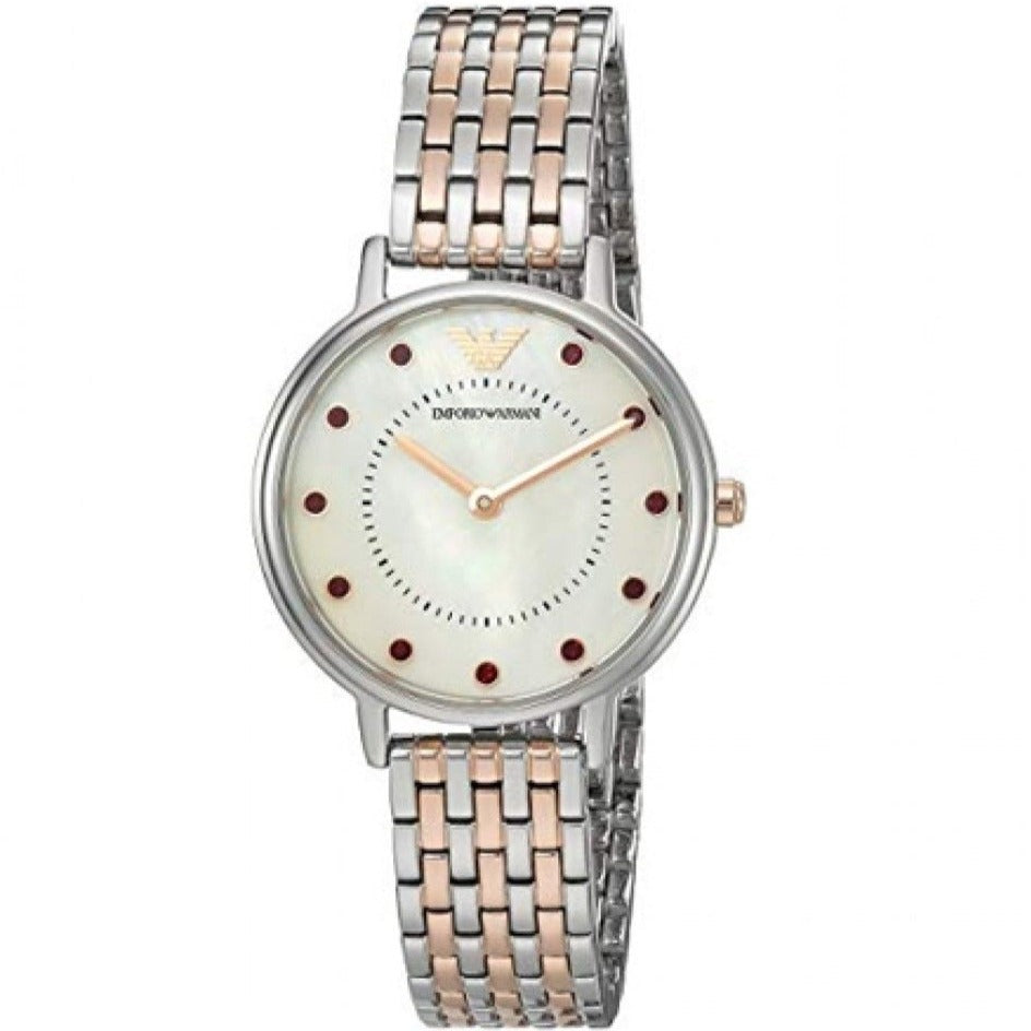 Emporio Armani Dress Analog Mother of Pearl Dial Two Tone Steel Strap Watch For Women - AR2515