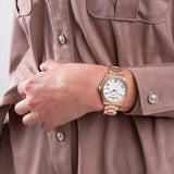 Guess Luna White Dial Rose Gold Steel Strap Watch for Women - GW0308L3