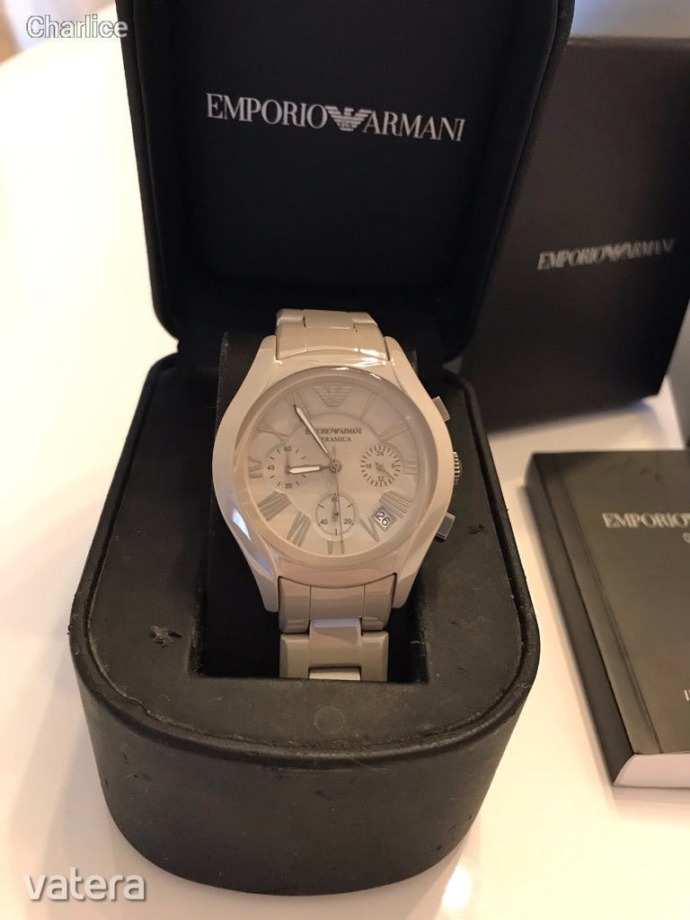 Emporio Armani Valente Chronograph Grey Dial Grey Steel Strap Watch For Men - AR1460