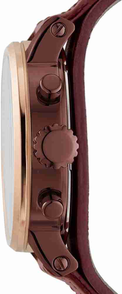 Fossil Original Boyfriend Sport Chronograph Maroon Dial Maroon Leather Strap Watch for Women - ES4114