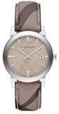 Burberry The City BU9118 Women’s Watch with Grey Dial & Checked Grey Leather Strap