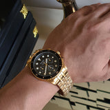 Fossil FS5836 FB-01 Chronograph Men’s Watch – Black Dial with Gold Steel Strap