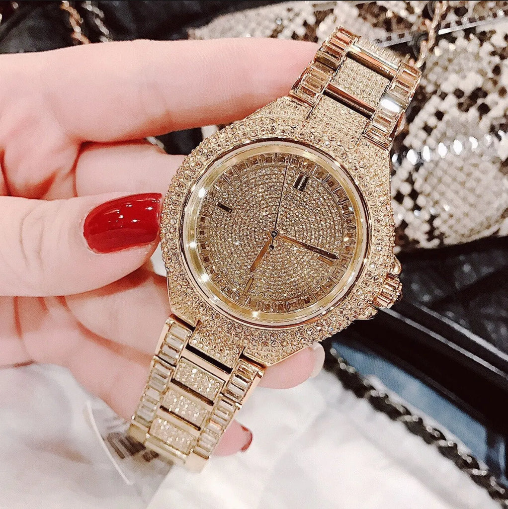 Michael Kors Camille Diamonds Gold Dial Gold Steel Strap Watch for Women - MK5720