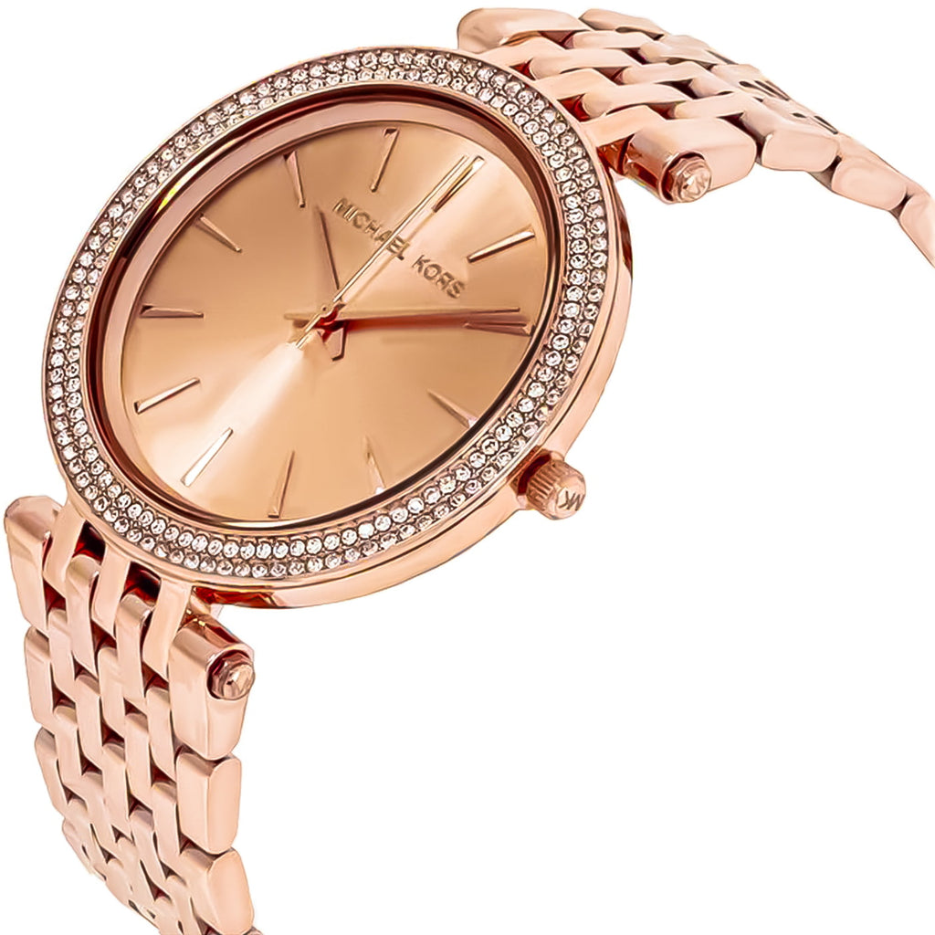 Michael Kors Darci Rose Gold Dial with Diamonds Rose Gold Stainless Steel Strap Watch for Women - MK3192