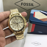 Fossil Dean Chronograph Champagne Dial Gold Steel Strap Watch for Men - FS4867
