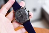 Emporio Armani Aviator Quartz Grey Dial Blue Fabric Strap Watch For Men - AR11144