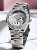 Guess Viva Quartz Silver Dial Silver Steel Strap Watch For Women - W0111l1