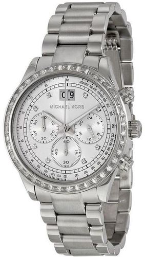 Michael Kors Brinkley Diamonds Silver Dial Silver Steel Strap Watch for Women - MK6186