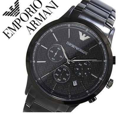 Emporio Armani Dress Chronograph Quartz Black Dial Black Stainless Steel Strap Watch For Men - AR2485
