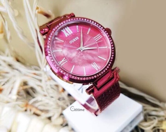 Guess Soho Pink Dial Pink Mesh Bracelet Watch For Women - W0638L6