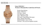 Guess Montauk Rose Gold Dial Rose Gold Steel Strap Watch For Women - W0933L3