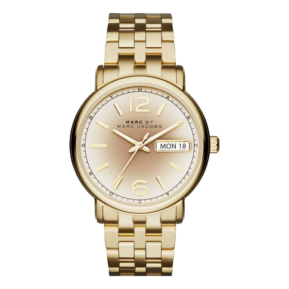 Marc Jacobs Fergus White Dial Gold Steel Strap Watch for Women - MBM8647