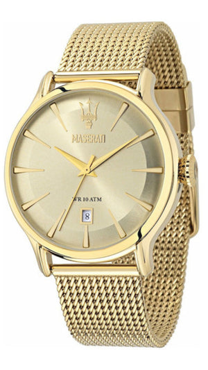 Maserati Epoca Golden Dial Golden Mesh Bracelet Watch For Men - R8853118003