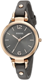 Fossil Georgia Smoke Grey Dial Grey Leather Strap Watch for Women - ES3077