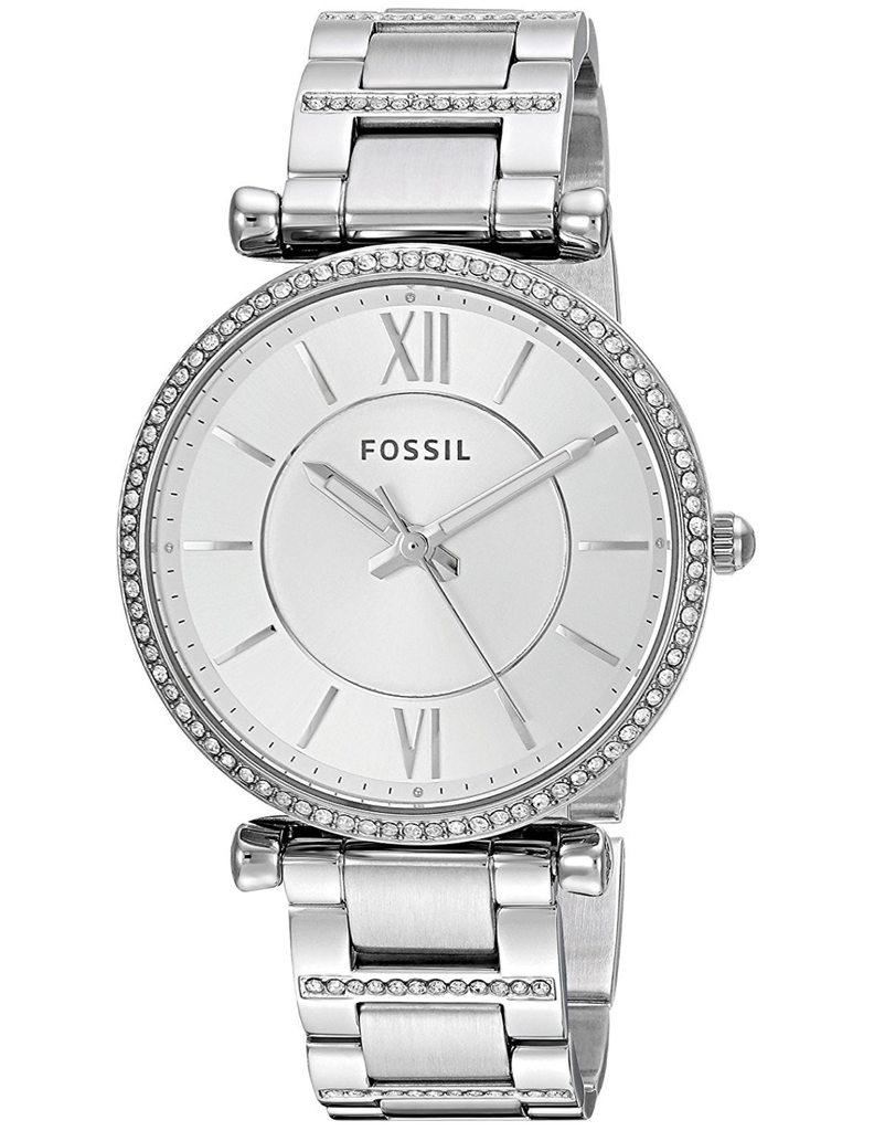 Fossil Carlie Silver Dial Silver Steel Strap Watch for Women - ES4341
