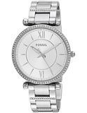 Fossil Carlie Silver Dial Silver Steel Strap Watch for Women - ES4341