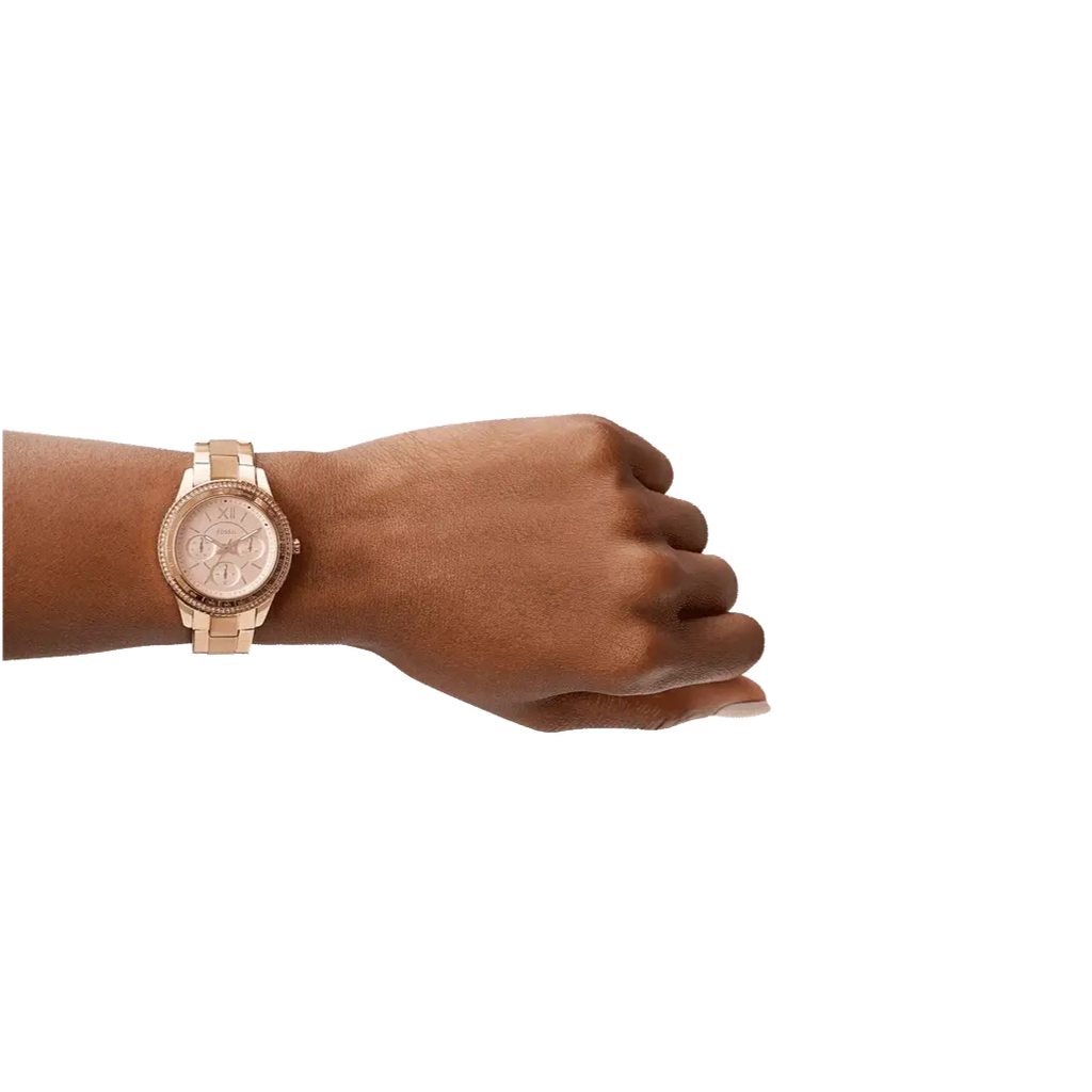Fossil Stella Sport Multifunction Rose Gold Dial Rose Gold Steel Strap Watch for Women - ES5106