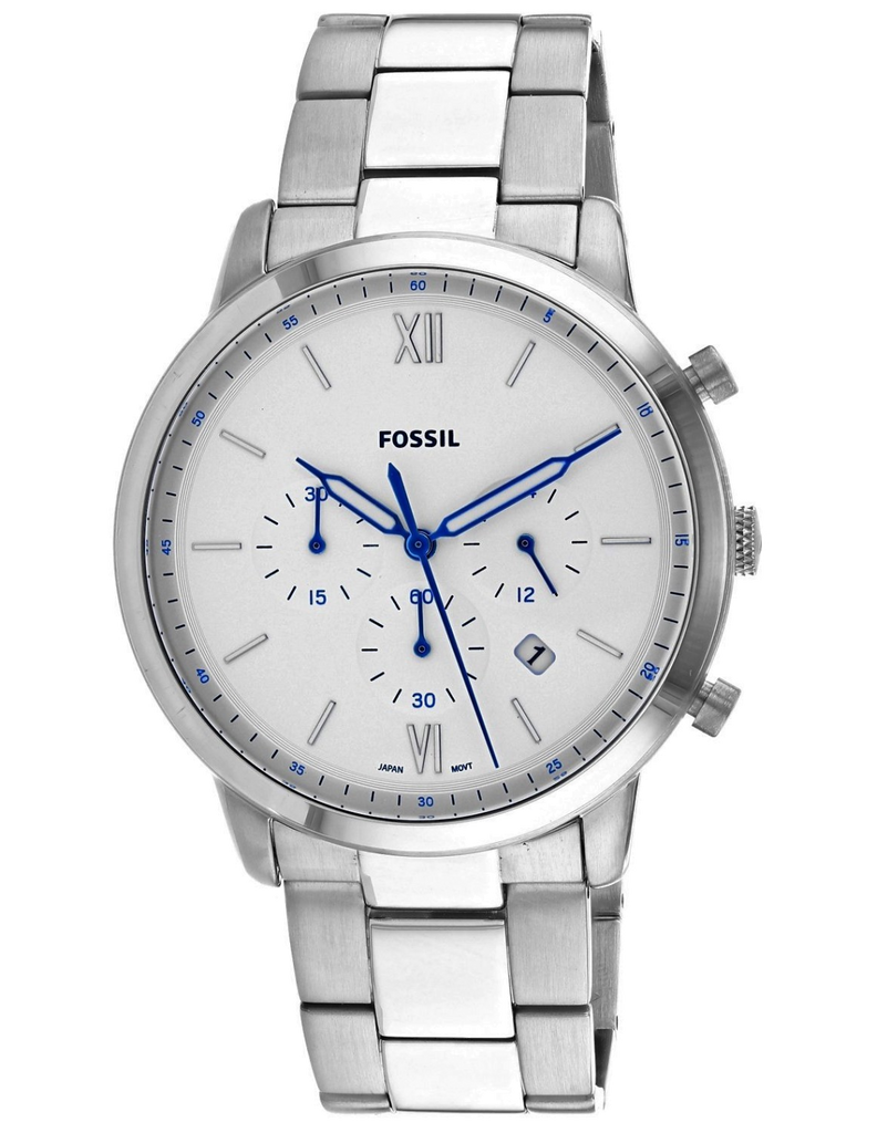 Fossil Neutra Chronograph White Dial Silver Steel Strap Watch for Men - FS5433