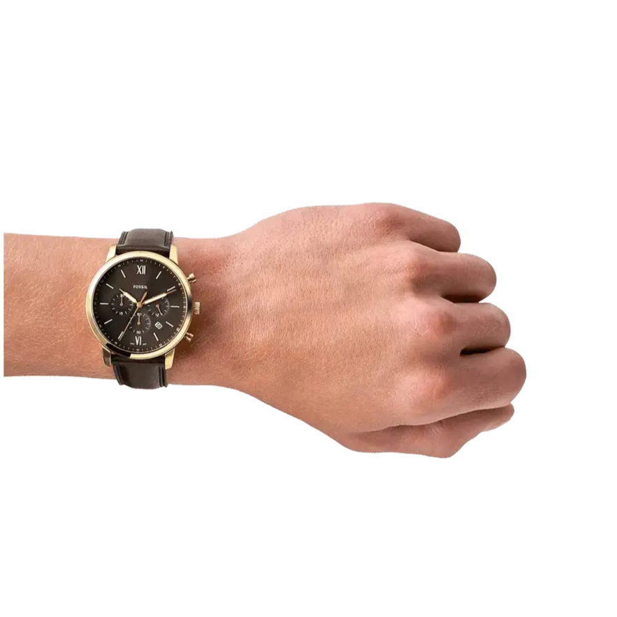 Fossil FS5763 Neutra Chronograph Men’s Watch – Brown Dial & Brown Leather Strap