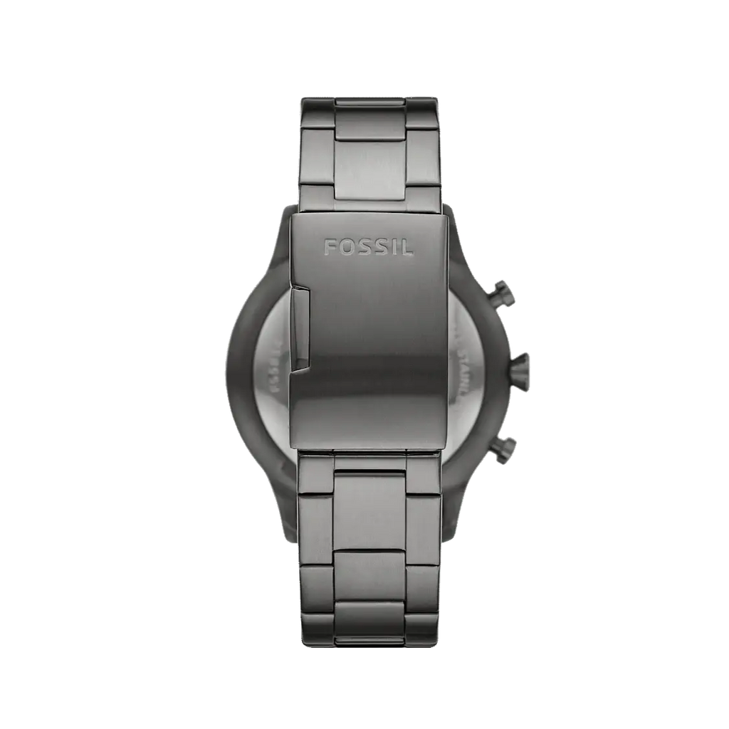 Fossil Retro Pilot Chronograph Black Dial Grey Steel Strap Watch for Men - FS5834