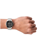 Fossil FS5837 FB-01 Chronograph Men’s Watch – Black Dial with Silver Steel Strap