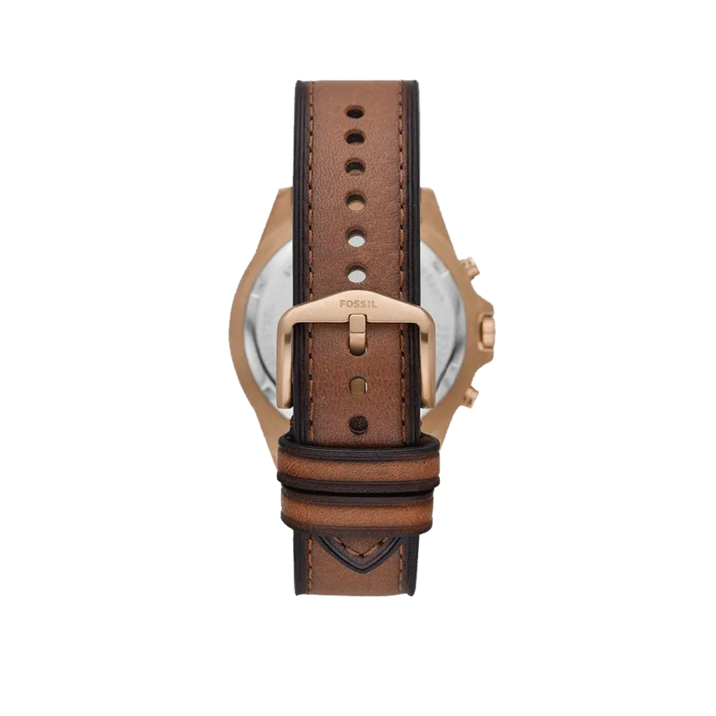 Fossil Garrett Chronograph Brown Dial Brown Leather Strap Watch for Men - FS5867