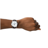 Fossil FS5905 Neutra Minimalist Moonphase Men’s Watch – Silver Dial with Brown Leather Strap