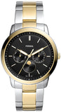Fossil FS5906 Neutra Moonphase Multifunction Men’s Watch – Black Dial with Two-Tone Steel Strap