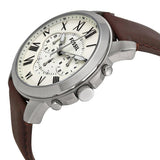 Fossil Pilot Chronograph White Dial Brown Leather Strap Watch for Men - FS5146